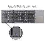 B033 Rechargeable 3-Folding 64 Keys Bluetooth Wireless Keyboard with Touchpad, 3-Folding 64 Keys with Touchpad White
