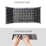 B033 Rechargeable 3-Folding 64 Keys Bluetooth Wireless Keyboard with Touchpad, 3-Folding 64 Keys with Touchpad White