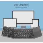 B033 Rechargeable 3-Folding 64 Keys Bluetooth Wireless Keyboard with Touchpad, 3-Folding 64 Keys with Touchpad White