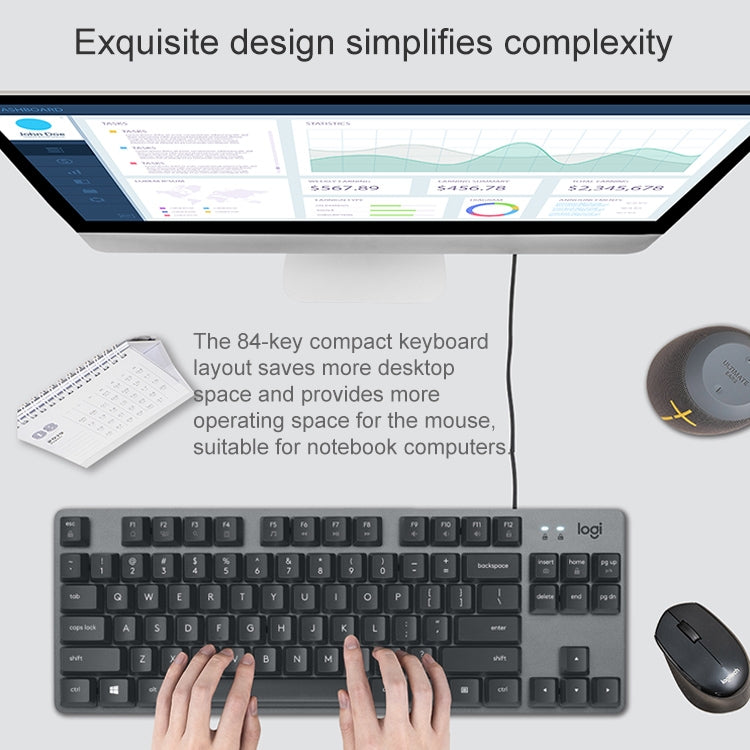 Logitech K835 Mini Mechanical Wired Keyboard, Green Shaft, Green Shaft