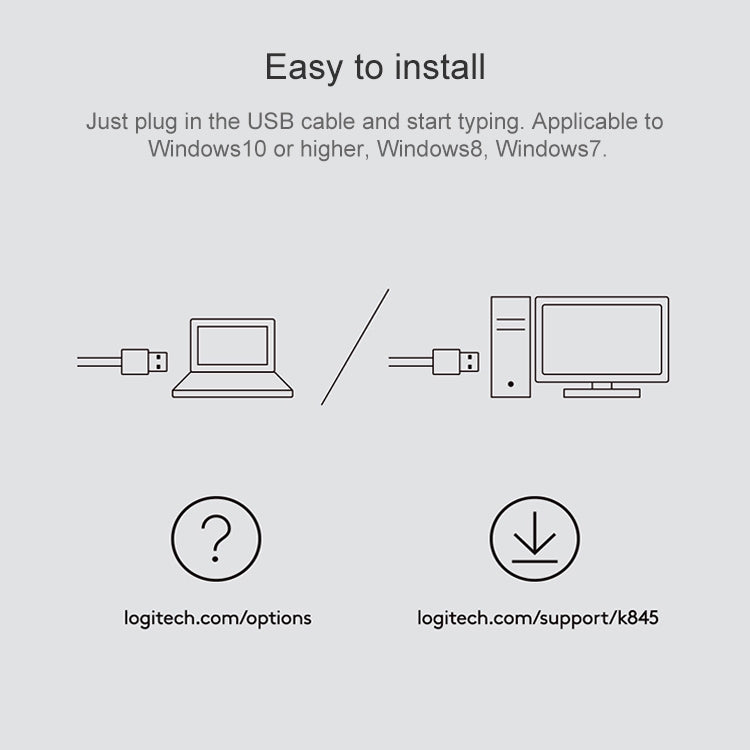Logitech K835 Mini Mechanical Wired Keyboard, Green Shaft, Green Shaft