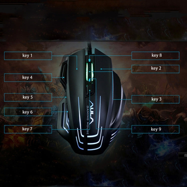 Aula Series Ghost Shark II Colourful Light 7D Optical Competitive USB Wired Game Mouse, Maximum Resolution of 4000 DPI, Ghost Shark II(B)