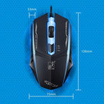 Chasing Leopard 199 USB 1600DPI Three-speed Adjustable LED Backlight Wired Optical Gaming Mouse, Length: 1.3m, 199 Black, 199