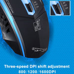 Chasing Leopard 199 USB 1600DPI Three-speed Adjustable LED Backlight Wired Optical Gaming Mouse, Length: 1.3m, 199 Black, 199