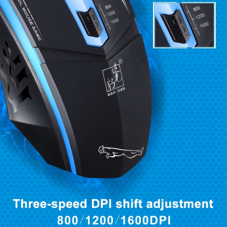 Chasing Leopard 199 USB 1600DPI Three-speed Adjustable LED Backlight Wired Optical Gaming Mouse, Length: 1.3m, 199 Black, 199