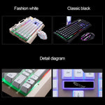 Chasing Leopard G700 USB RGB Backlight Wired Optical Gaming Mouse and Keyboard Set, Keyboard Cable Length: 1.35m, Mouse Cable Length: 1.3m, G700 White, G700 Black