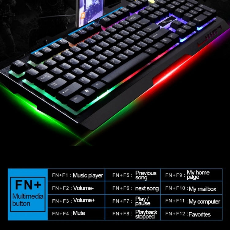 Chasing Leopard G700 USB RGB Backlight Wired Optical Gaming Mouse and Keyboard Set, Keyboard Cable Length: 1.35m, Mouse Cable Length: 1.3m, G700 White, G700 Black