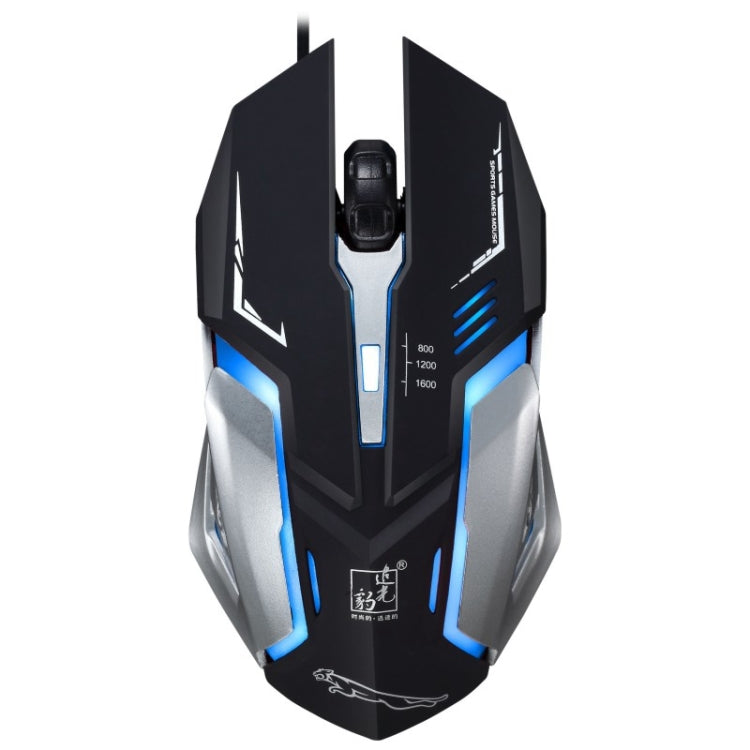 Chasing Leopard K1 USB 1600DPI Three-speed Adjustable LED Backlight Mute Wired Optical Gaming Mouse, Length: 1.3m