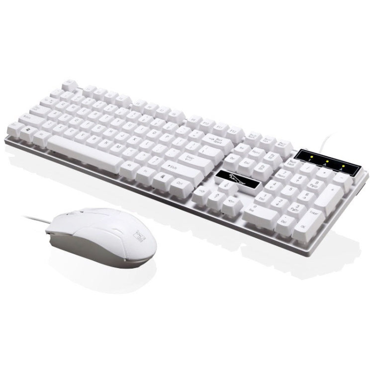 Chasing Leopard Q17 104 Keys USB Wired Suspension Gaming Office Keyboard + Wired Symmetrical Mouse Set, Keyboard Cable Length: 1.4m, Mouse Cable Length: 1.3m, Q17 White, Q17 Black