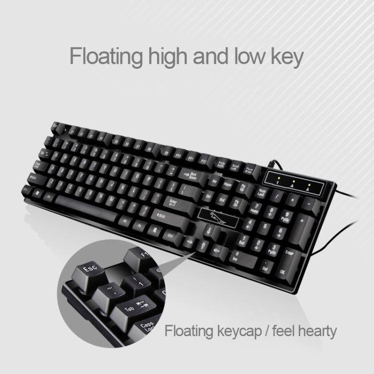 Chasing Leopard Q17 104 Keys USB Wired Suspension Gaming Office Keyboard + Wired Symmetrical Mouse Set, Keyboard Cable Length: 1.4m, Mouse Cable Length: 1.3m, Q17 White, Q17 Black