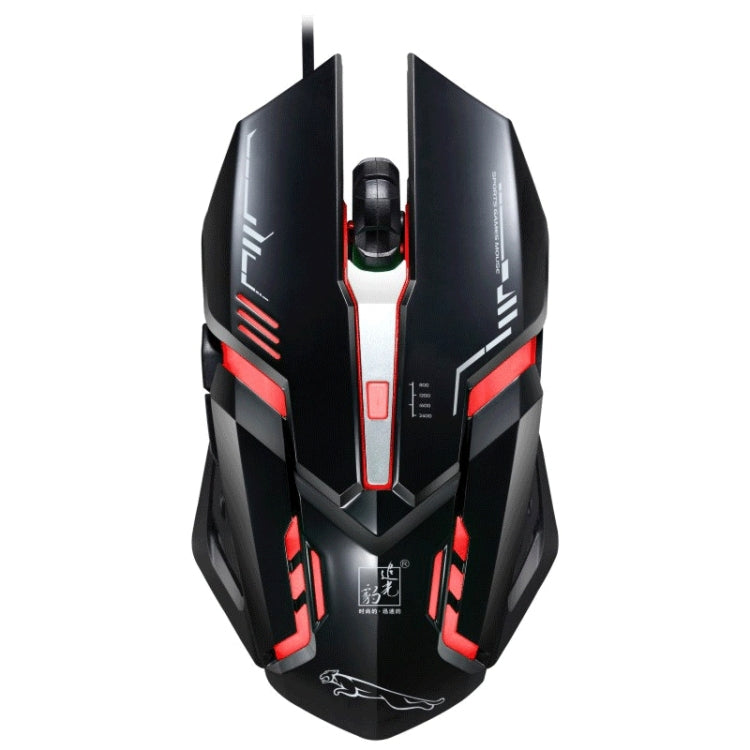 Chasing Leopard V17 USB 2400DPI Four-speed Adjustable Line Pattern Wired Optical Gaming Mouse with LED Breathing Light, Length: 1.45m, V17 Jet Black, V17