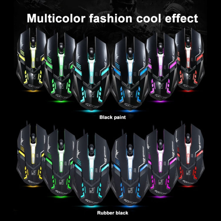 Chasing Leopard V17 USB 2400DPI Four-speed Adjustable Line Pattern Wired Optical Gaming Mouse with LED Breathing Light, Length: 1.45m, V17 Jet Black, V17