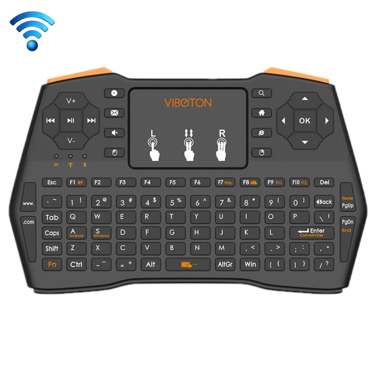 VIBOTON i8 Plus Updated 2.4GHz QWERT Mini Wireless Keyboard with Touchpad for TV Box, Mi Box, Computer, Tablet, Laptop and Projector(Black), Wireless Keyboard