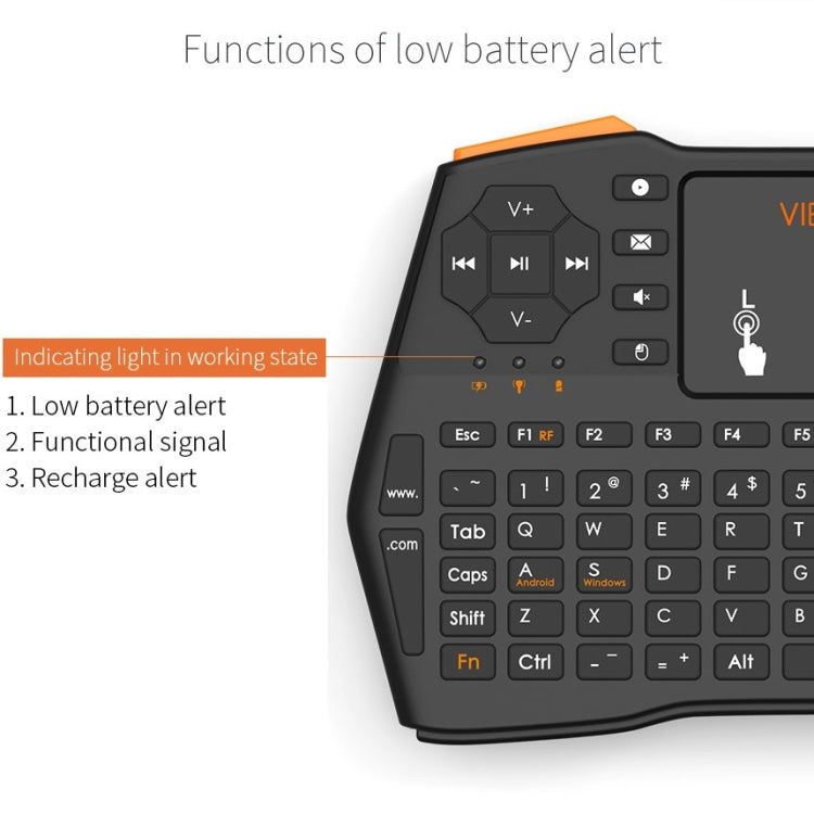 VIBOTON i8 Plus Updated 2.4GHz QWERT Mini Wireless Keyboard with Touchpad for TV Box, Mi Box, Computer, Tablet, Laptop and Projector(Black), Wireless Keyboard