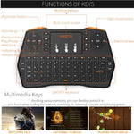 VIBOTON i8 Plus Updated 2.4GHz QWERT Mini Wireless Keyboard with Touchpad for TV Box, Mi Box, Computer, Tablet, Laptop and Projector(Black), Wireless Keyboard