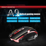 Apedra iMICE A9 High Precision Gaming Mouse LED four color controlled breathing light USB 6 Buttons 3200 DPI Wired Optical Gaming Mouse for Computer PC Laptop, iMICE A9