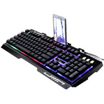 ZGB G700 104 Keys USB Wired Mechanical Feel Glowing Metal Panel Suspension Gaming Keyboard with Phone Holder