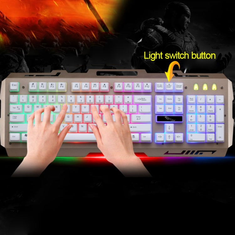 ZGB G700 104 Keys USB Wired Mechanical Feel Glowing Metal Panel Suspension Gaming Keyboard with Phone Holder