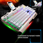 ZGB G700 104 Keys USB Wired Mechanical Feel Glowing Metal Panel Suspension Gaming Keyboard with Phone Holder