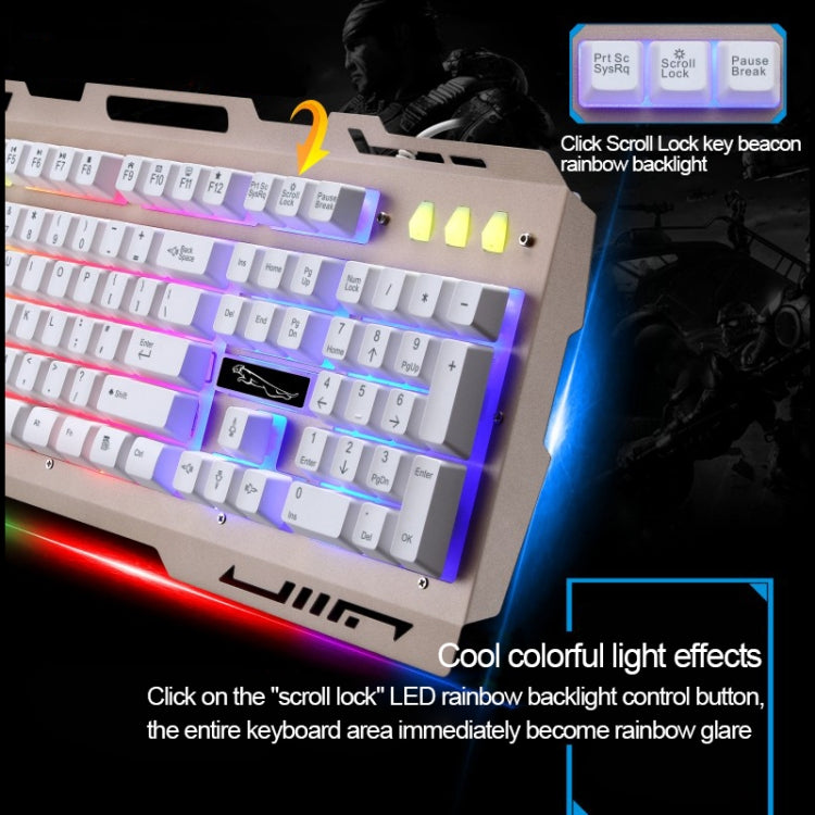 ZGB G700 104 Keys USB Wired Mechanical Feel Glowing Metal Panel Suspension Gaming Keyboard with Phone Holder