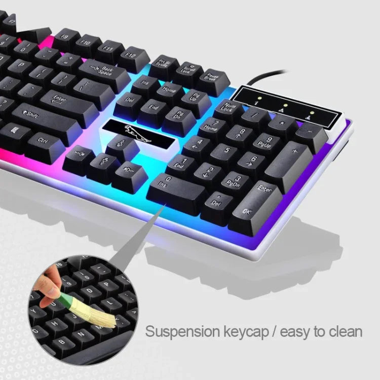 ZGB G21 1600 DPI Professional Wired Colorful Backlight Mechanical Feel Suspension Keyboard + Optical Mouse Kit for Laptop, PC