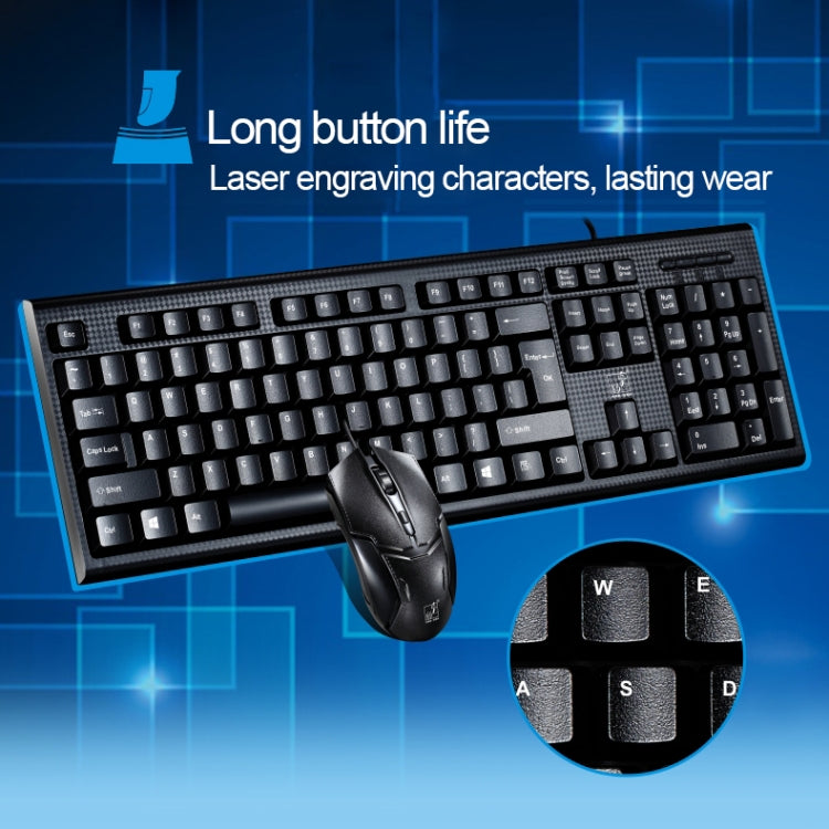 Chasing Leopard Q9 1600 DPI Professional Wired Grid Texture Gaming Office Keyboard + Optical Mouse Kit
