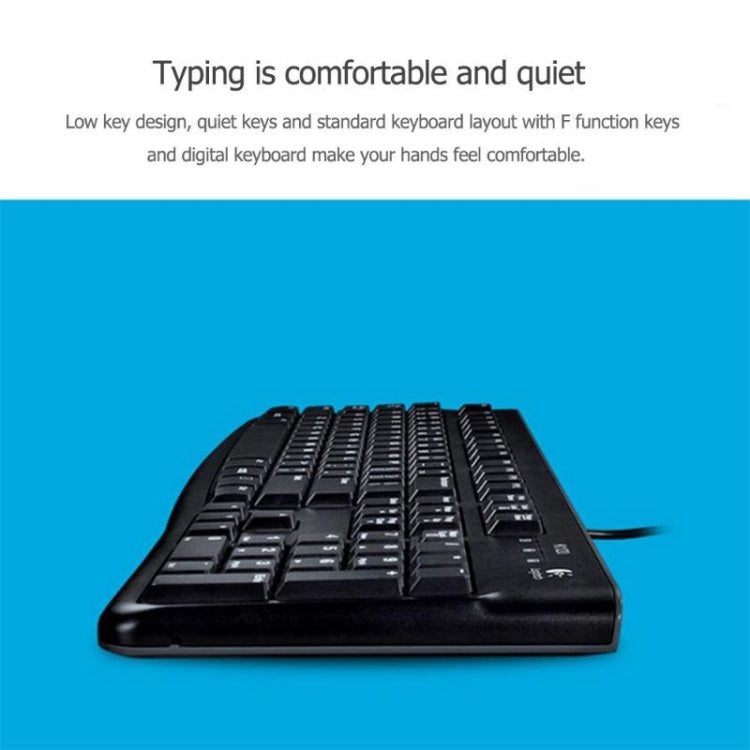Logitech K120 USB Waterproof Splash Wired Keyboard for Desktop Computers / Laptops, Logitech K120