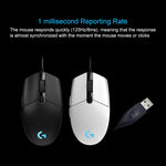 Logitech G102 6-keys RGB Glowing 6000DPI Five-speed Adjustable Wired Optical Gaming Mouse, Length: 2m, G102, G102 (White)