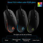 Logitech G102 6-keys RGB Glowing 6000DPI Five-speed Adjustable Wired Optical Gaming Mouse, Length: 2m, G102, G102 (White)