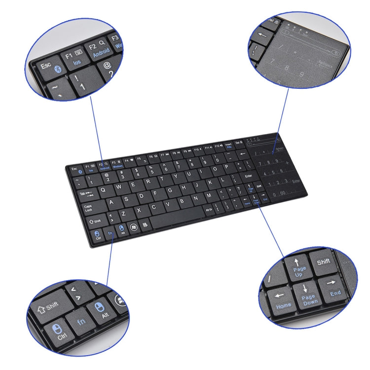 K-07 ABS Wireless Chargeable Bluetooth Touch Keyboard, K-07