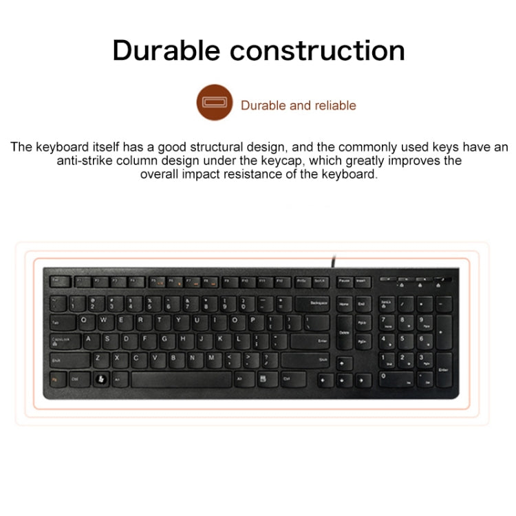 Lenovo K5819 Office Simple Ultra-thin Wired Keyboard, K5819 (Black)