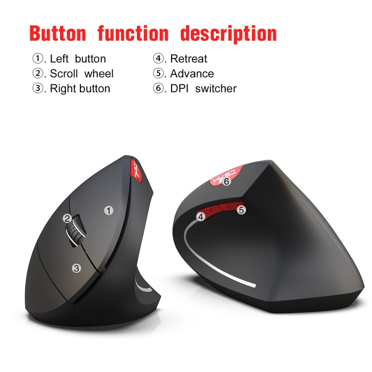HXSJ T29 Bluetooth 3.0 Wireless Bluetooth 6-Keys 2400 DPI Adjustable Ergonomics Optical Vertical Mouse, 6 Buttons T29 Grey
