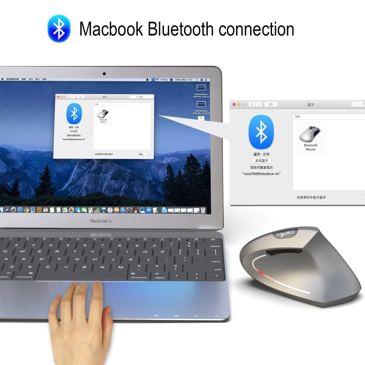 HXSJ T29 Bluetooth 3.0 Wireless Bluetooth 6-Keys 2400 DPI Adjustable Ergonomics Optical Vertical Mouse, 6 Buttons T29 Grey