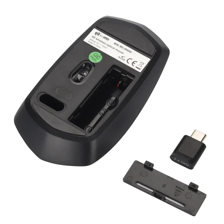 ماوس بصري لاسلكي قابل للتعديل بثلاث سرعات بدقة 1600 DPI مع 4 أزرار من MCSaite MC-369AG USB-C / Type-C