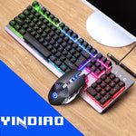 YINDIAO K002 USB Wired Mechanical Feel RGB Backlight Keyboard + Optical Silent Mouse Set, RGB Backlight / Silent / Black, RGB Backlight / White