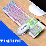 YINDIAO K002 USB Wired Mechanical Feel RGB Backlight Keyboard + Optical Silent Mouse Set, RGB Backlight / Silent / Black, RGB Backlight / White