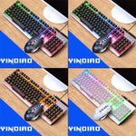 YINDIAO K002 USB Wired Mechanical Feel RGB Backlight Keyboard + Optical Silent Mouse Set, RGB Backlight / Silent / Black, RGB Backlight / White
