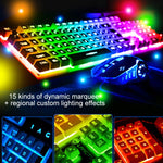 YINDIAO K002 USB Wired Mechanical Feel Sound Control RGB Backlight Keyboard + Optical Silent Mouse + Headset Set, Sound Control Backlight / Silent / Black