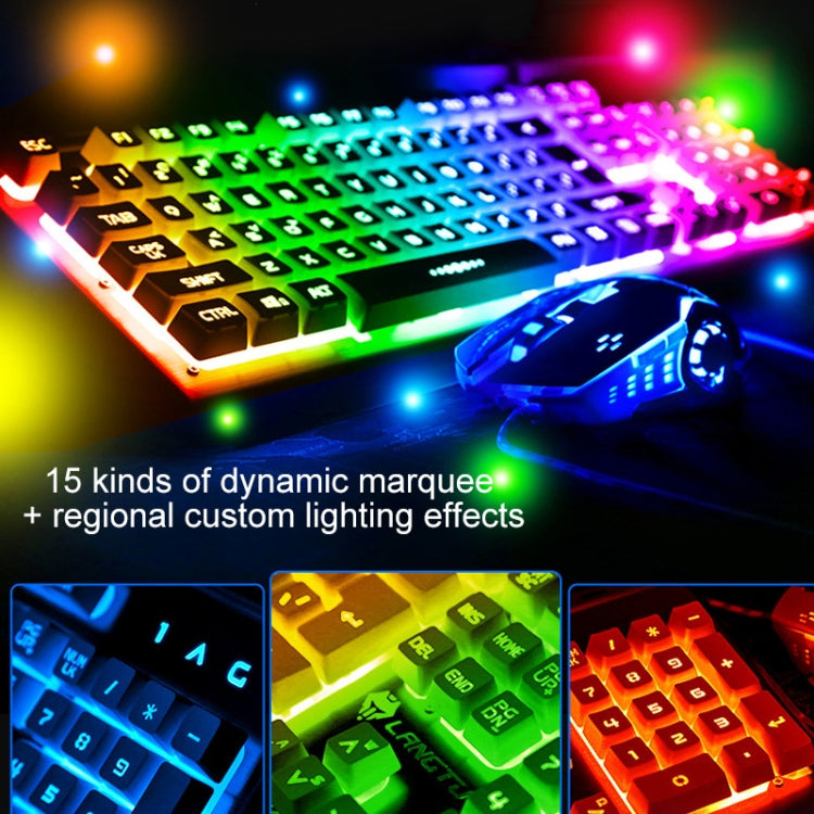YINDIAO K002 USB Wired Mechanical Feel Sound Control RGB Backlight Keyboard + Optical Silent Mouse + Headset Set, Sound Control Backlight / Silent / Black