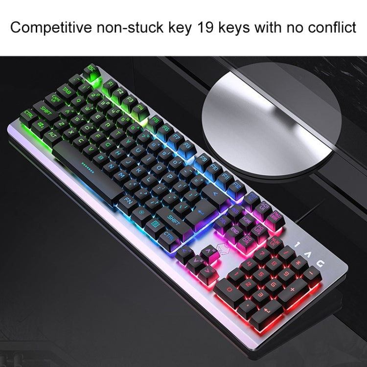 YINDIAO K002 USB Wired Mechanical Feel Sound Control RGB Backlight Keyboard + Optical Silent Mouse + Headset Set, Sound Control Backlight / Silent / Black