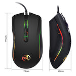 HXSJ A869 Colorful Glowing Wired Game 7-Keys 3200 DPI Adjustable Ergonomics Optical Mouse, A869