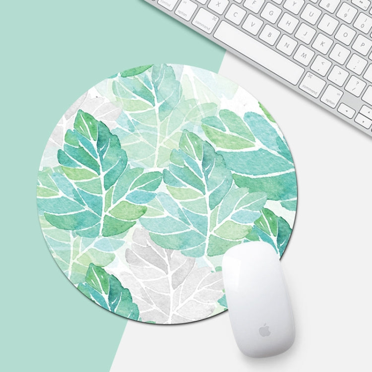 Green Sunflower Pattern Circular Mouse Pad, Diameter: 22cm, Green Sunflower
