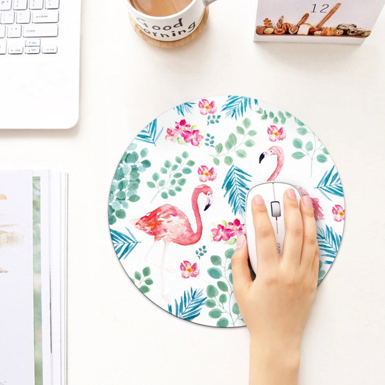 Printed Flamingo Pattern Circular Mouse Pad, Diameter: 22cm, Printed Flamingo