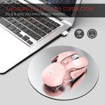 HXSJ T37 2.4GHz 1600dpi 3-modes Adjustable Wireless Mute Mouse, T37 Pink