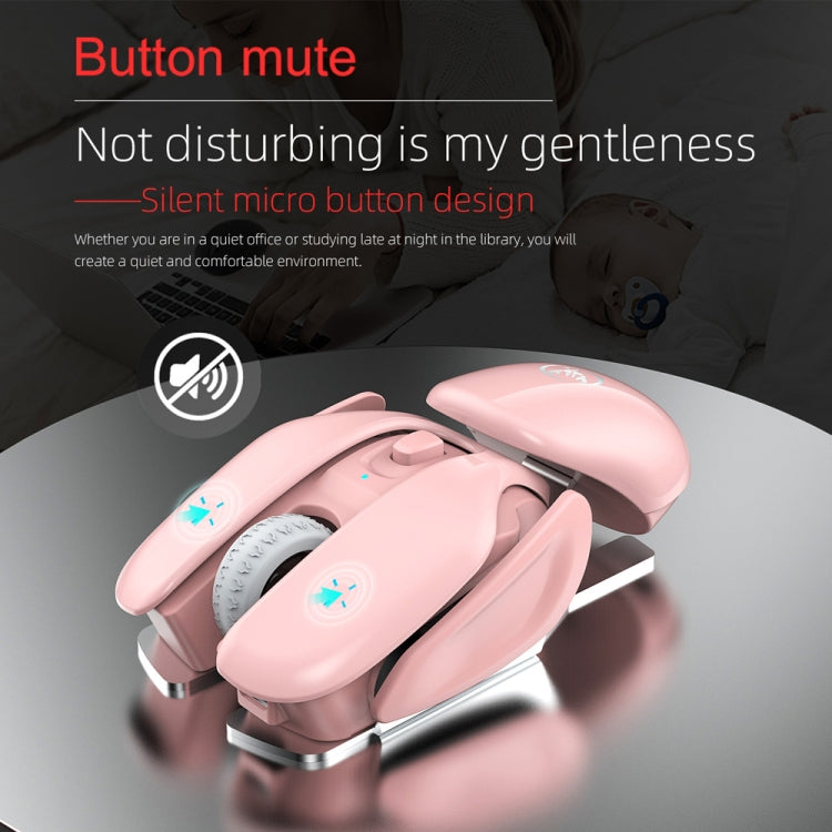 HXSJ T37 2.4GHz 1600dpi 3-modes Adjustable Wireless Mute Mouse, T37 Pink