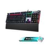 AULA F2088 108 Keys Mixed Light Mechanical Blue Switch Wired USB Gaming Keyboard with Metal Button, Blue Switch Black
