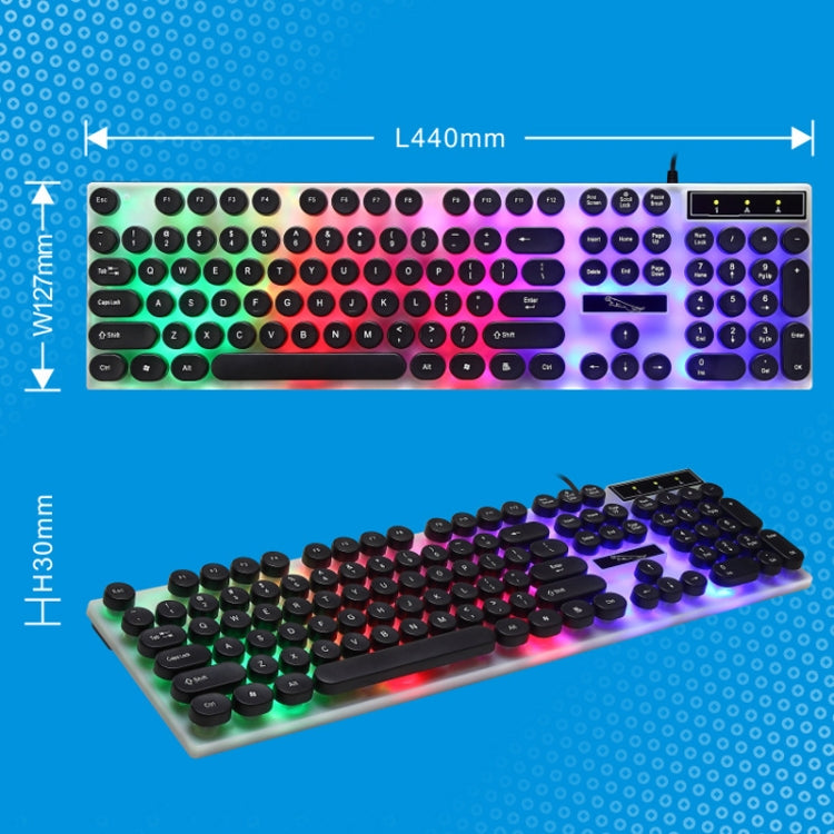 Chasing Leopard G21 USB 104-keys Waterproof Floating Round Punk Keycap Colorful Backlight Mechanical Feel Wired Keyboard, Length: 1.3m