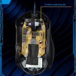 Chasing Leopard T7 USB 6-keys 2400DPI Three-speed Adjustable Backlight Wired Optical Gaming Mouse Built-in Counter Weight, Length: 1.8m, T7