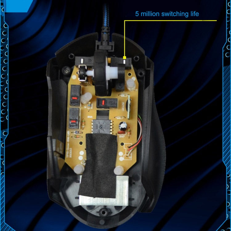 Chasing Leopard T7 USB 6-keys 2400DPI Three-speed Adjustable Backlight Wired Optical Gaming Mouse Built-in Counter Weight, Length: 1.8m, T7