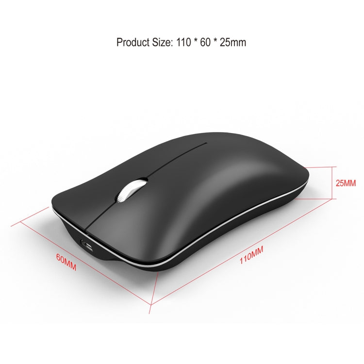 HXSJ T23 Bluetooth 5.0 + Bluetooth 3.0 + 2.4GHz Wireless Three Modes 4-Keys 1600 DPI Adjustable Ergonomics Optical Mouse, T23 Black